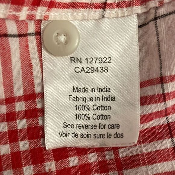 Mountain Khakis Red Plaid Button Up Shirt Mens Size Large Cotton Short Sleeves - Picture 11 of 12